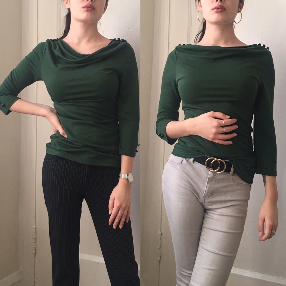 Voodoo Vixen Green Top with Button Accents